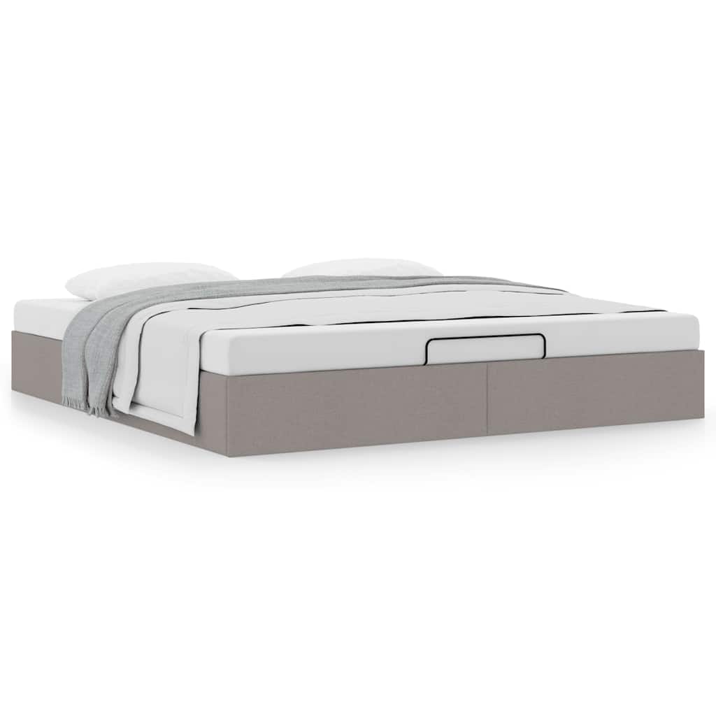 Cadre de lit ottoman sans matelas taupe 180x200 cm tissu - XIOS