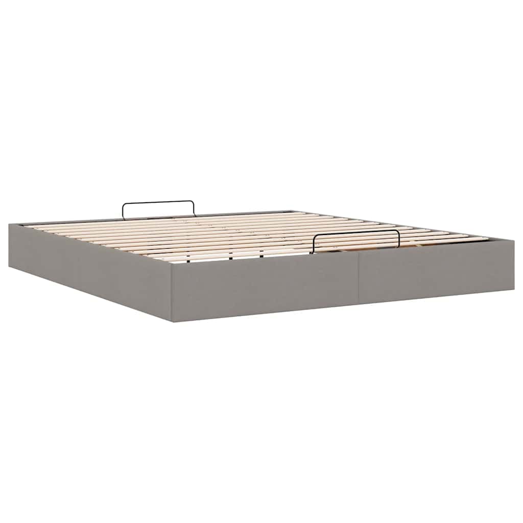 Cadre de lit ottoman sans matelas taupe 180x200 cm tissu - XIOS