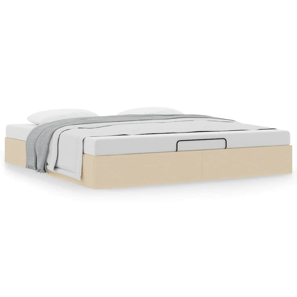 Cadre de lit ottoman sans matelas crème 180x200 cm tissu - XIOS