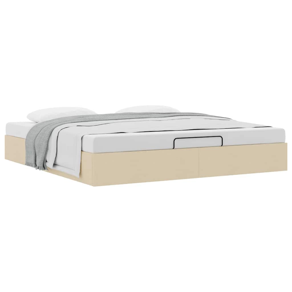 Cadre de lit ottoman sans matelas crème 180x200 cm tissu - XIOS