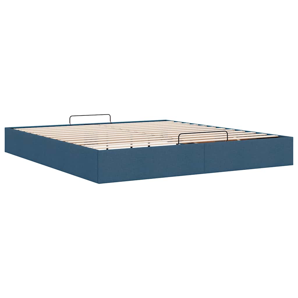 Cadre de lit ottoman sans matelas bleu 180x200 cm tissu - XIOS