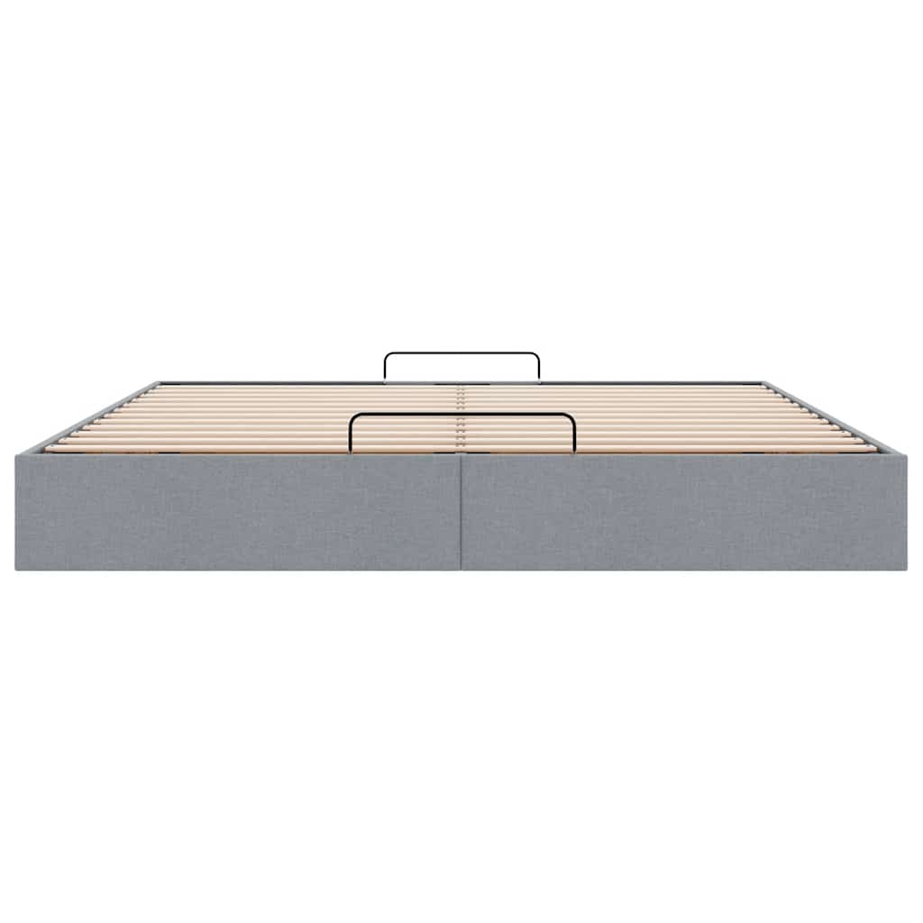 Cadre de lit ottoman sans matelas gris clair 200x200 cm tissu - XIOS