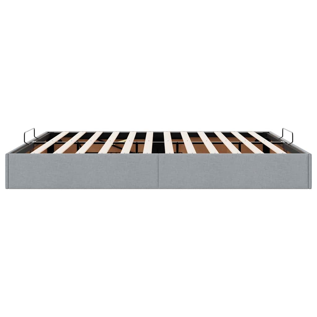 Cadre de lit ottoman sans matelas gris clair 200x200 cm tissu - XIOS
