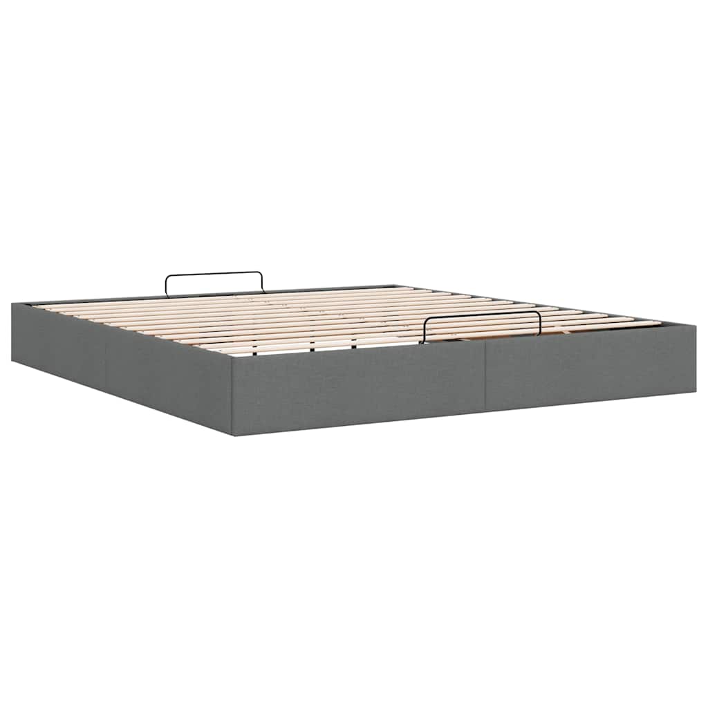 Cadre de lit ottoman sans matelas gris foncé 200x200 cm tissu - XIOS