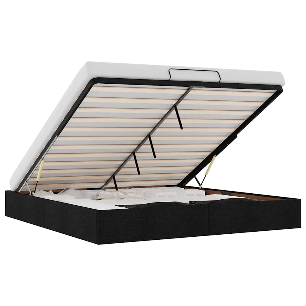 Cadre de lit ottoman sans matelas noir 200x200 cm tissu - XIOS