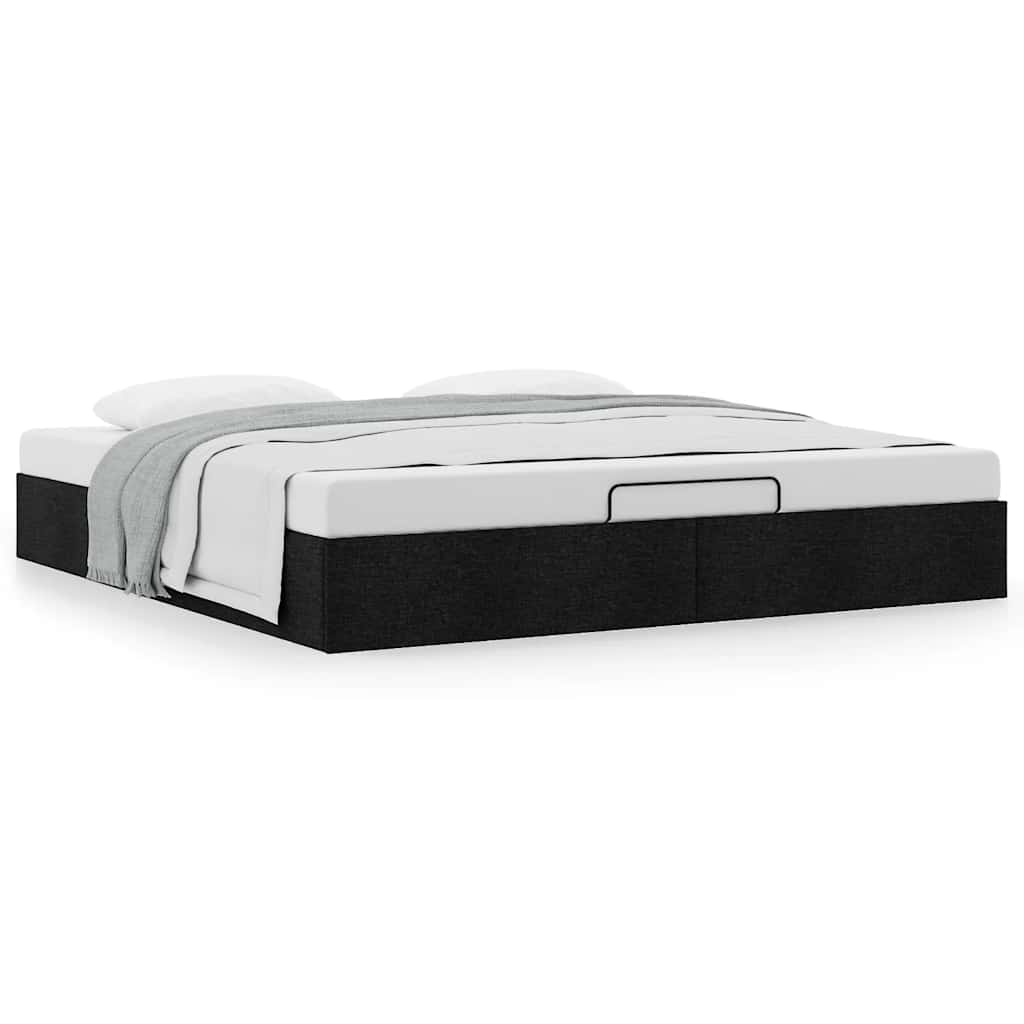 Cadre de lit ottoman sans matelas noir 200x200 cm tissu - XIOS