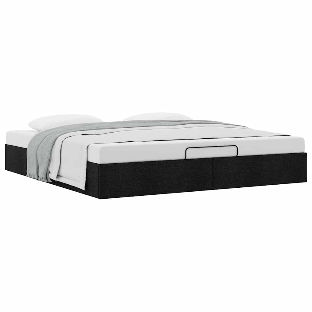 Cadre de lit ottoman sans matelas noir 200x200 cm tissu - XIOS