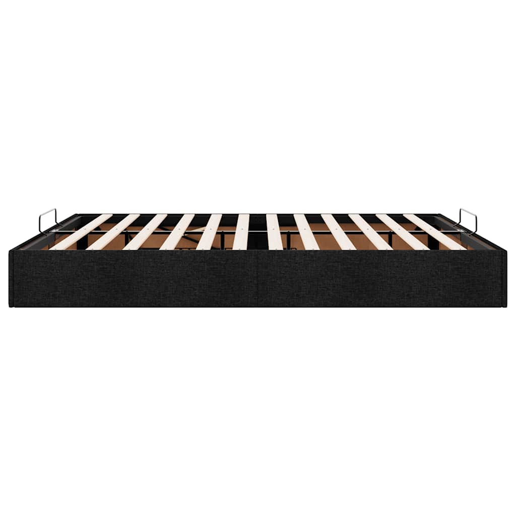 Cadre de lit ottoman sans matelas noir 200x200 cm tissu - XIOS