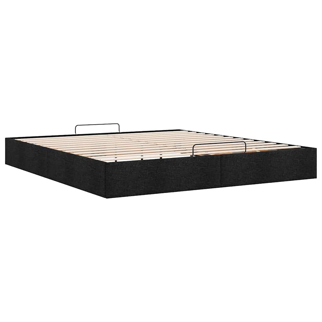 Cadre de lit ottoman sans matelas noir 200x200 cm tissu - XIOS