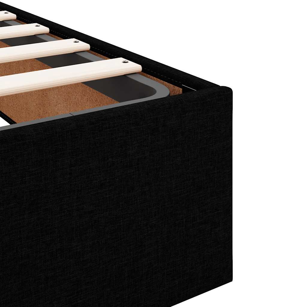 Cadre de lit ottoman sans matelas noir 200x200 cm tissu - XIOS
