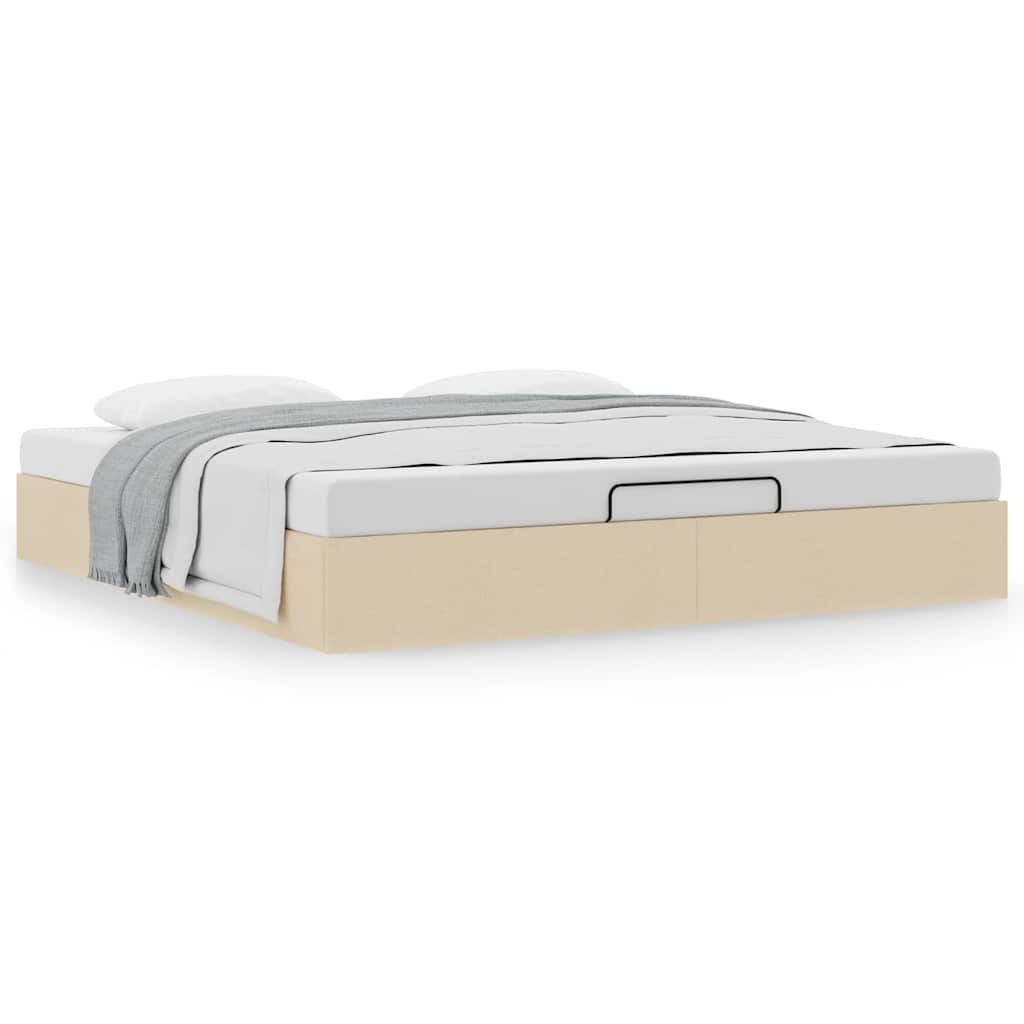 Cadre de lit ottoman sans matelas crème 200x200 cm tissu - XIOS