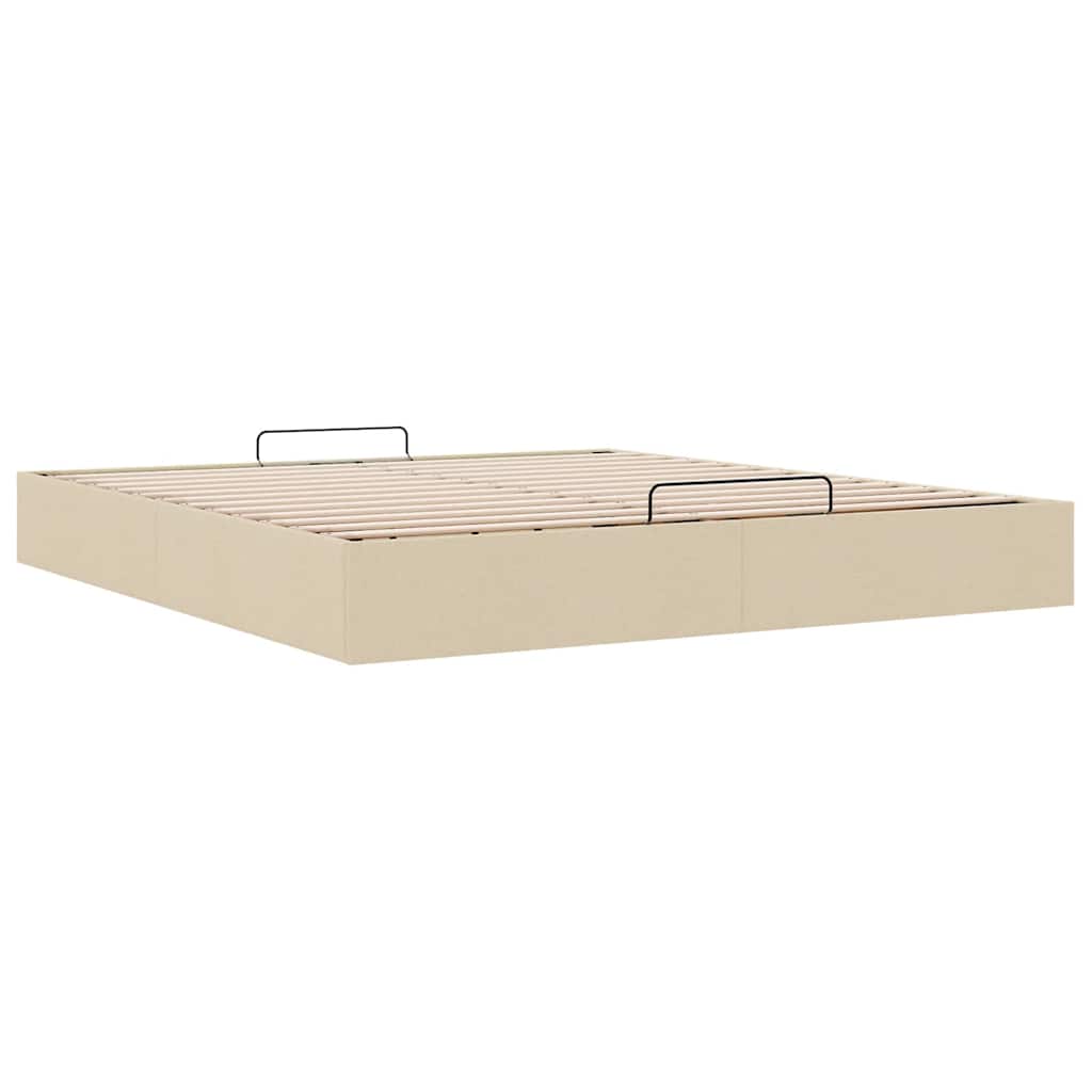 Cadre de lit ottoman sans matelas crème 200x200 cm tissu - XIOS