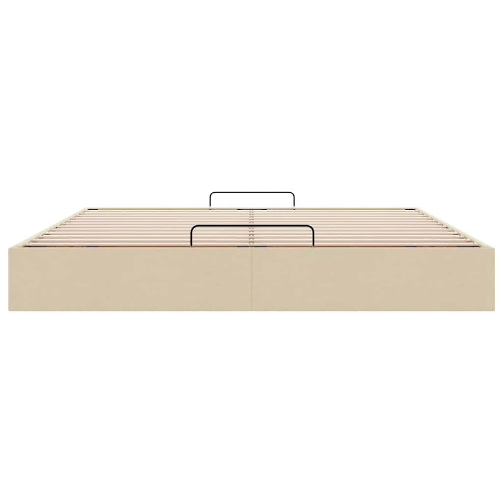 Cadre de lit ottoman sans matelas crème 200x200 cm tissu - XIOS