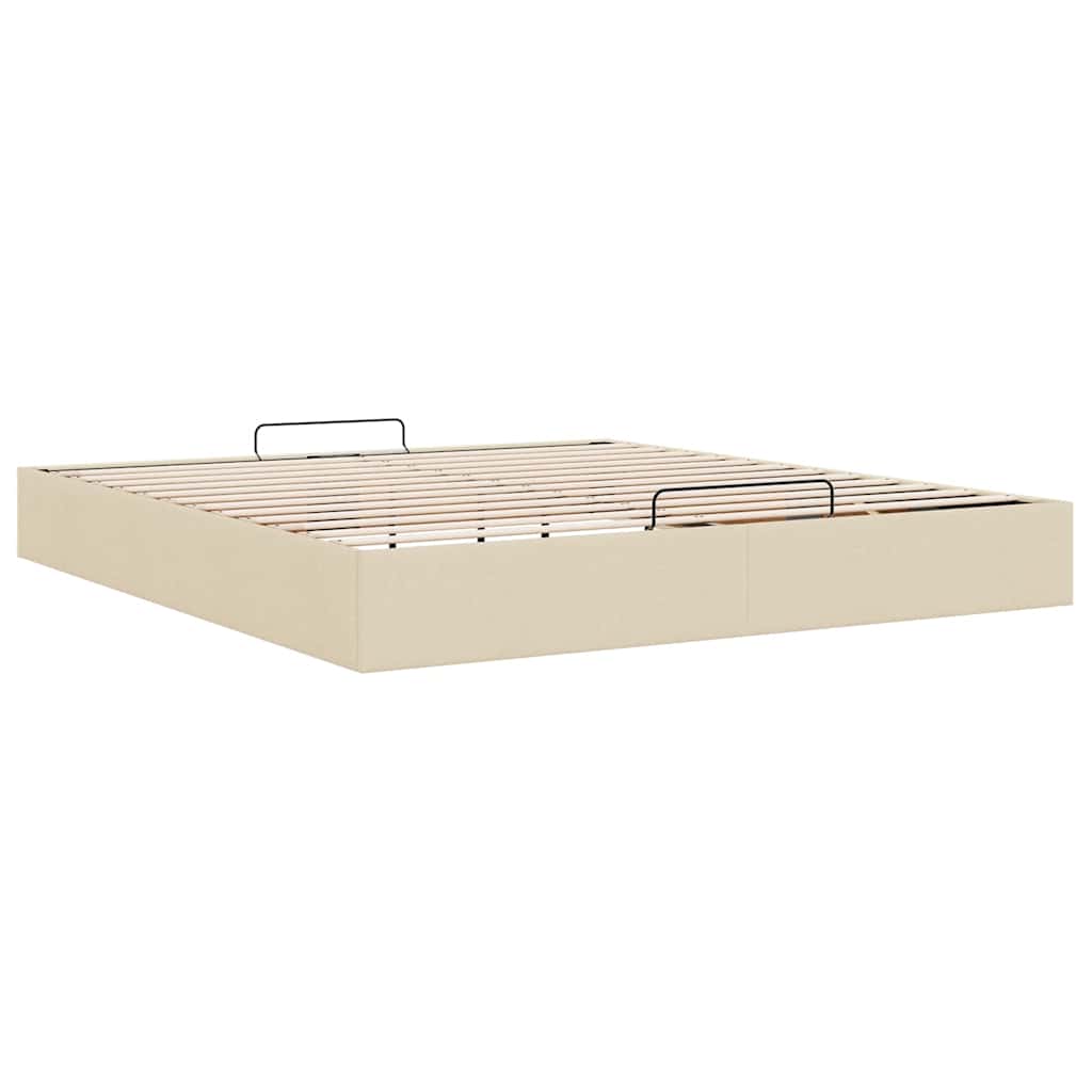 Cadre de lit ottoman sans matelas crème 200x200 cm tissu - XIOS