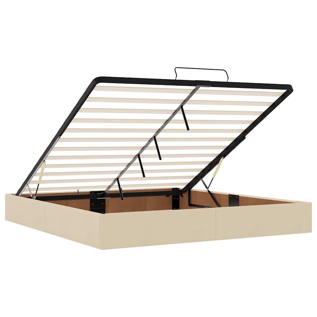 Cadre de lit ottoman sans matelas crème 200x200 cm tissu - XIOS