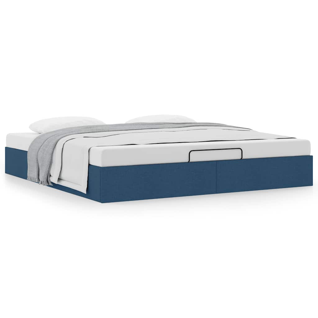 Cadre de lit ottoman sans matelas bleu 200x200 cm tissu - XIOS
