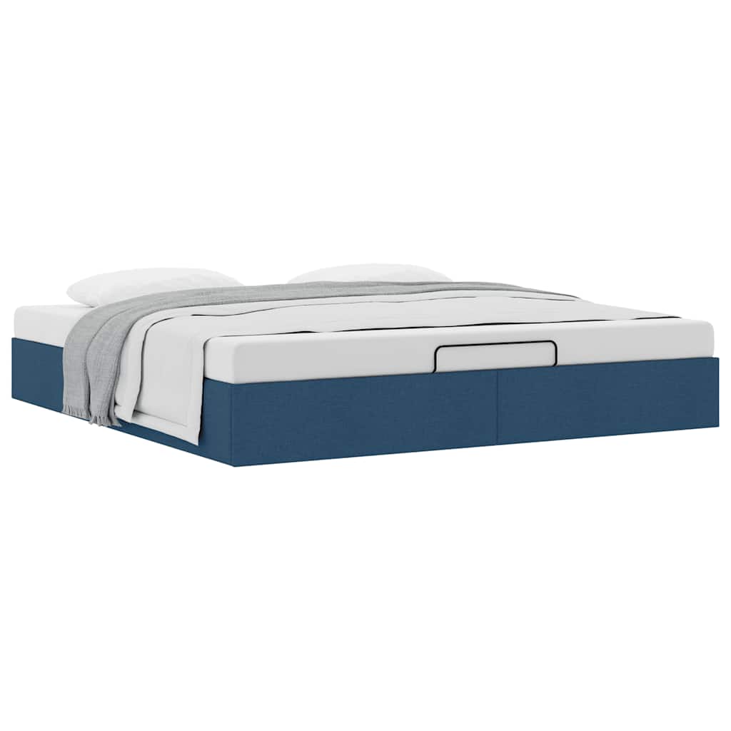Cadre de lit ottoman sans matelas bleu 200x200 cm tissu - XIOS