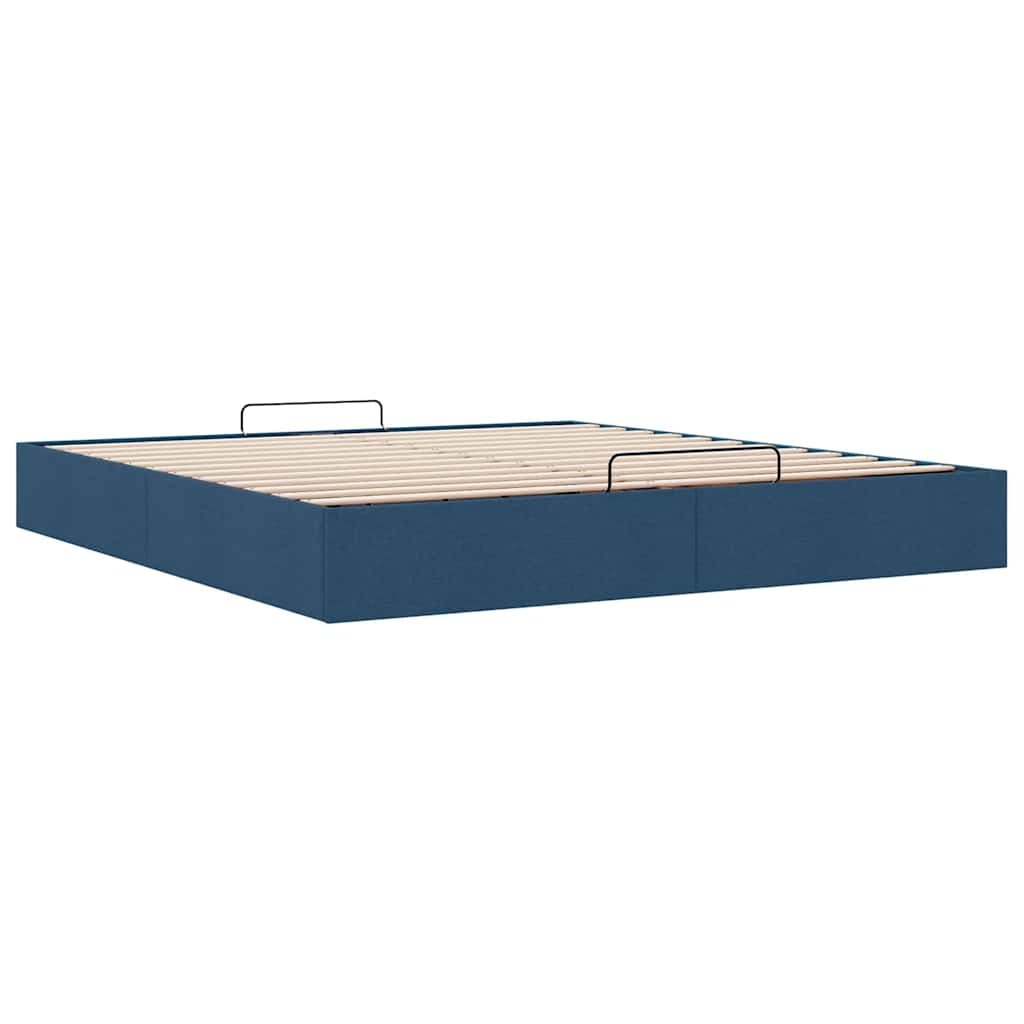 Cadre de lit ottoman sans matelas bleu 200x200 cm tissu - XIOS