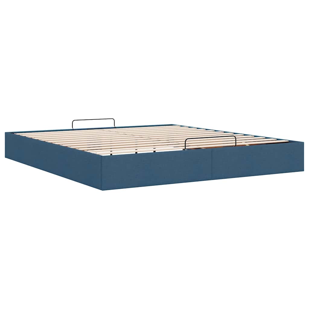 Cadre de lit ottoman sans matelas bleu 200x200 cm tissu - XIOS