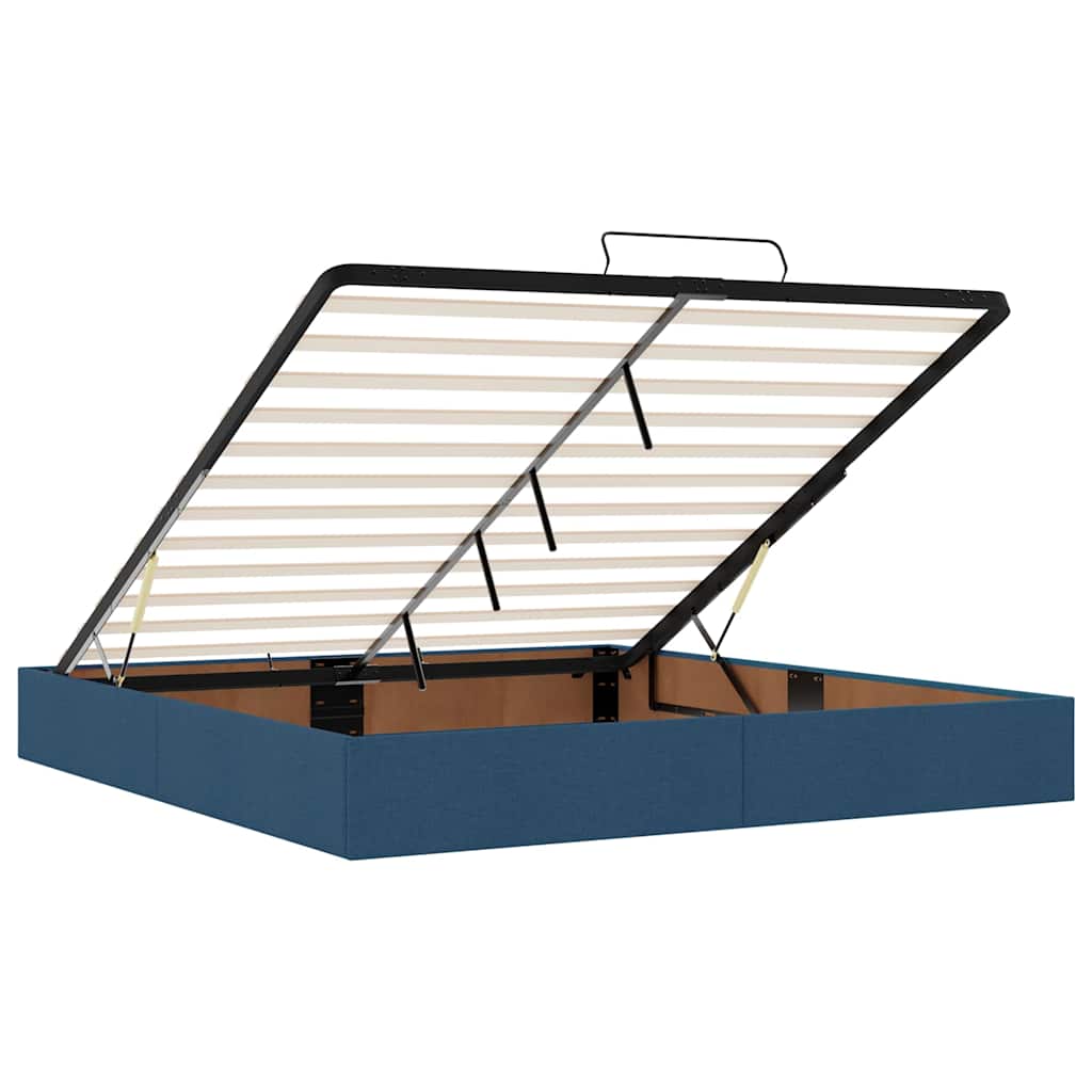 Cadre de lit ottoman sans matelas bleu 200x200 cm tissu - XIOS