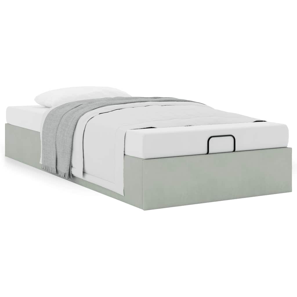 Cadre de lit ottoman sans matelas gris clair 80x200 cm velours - XIOS