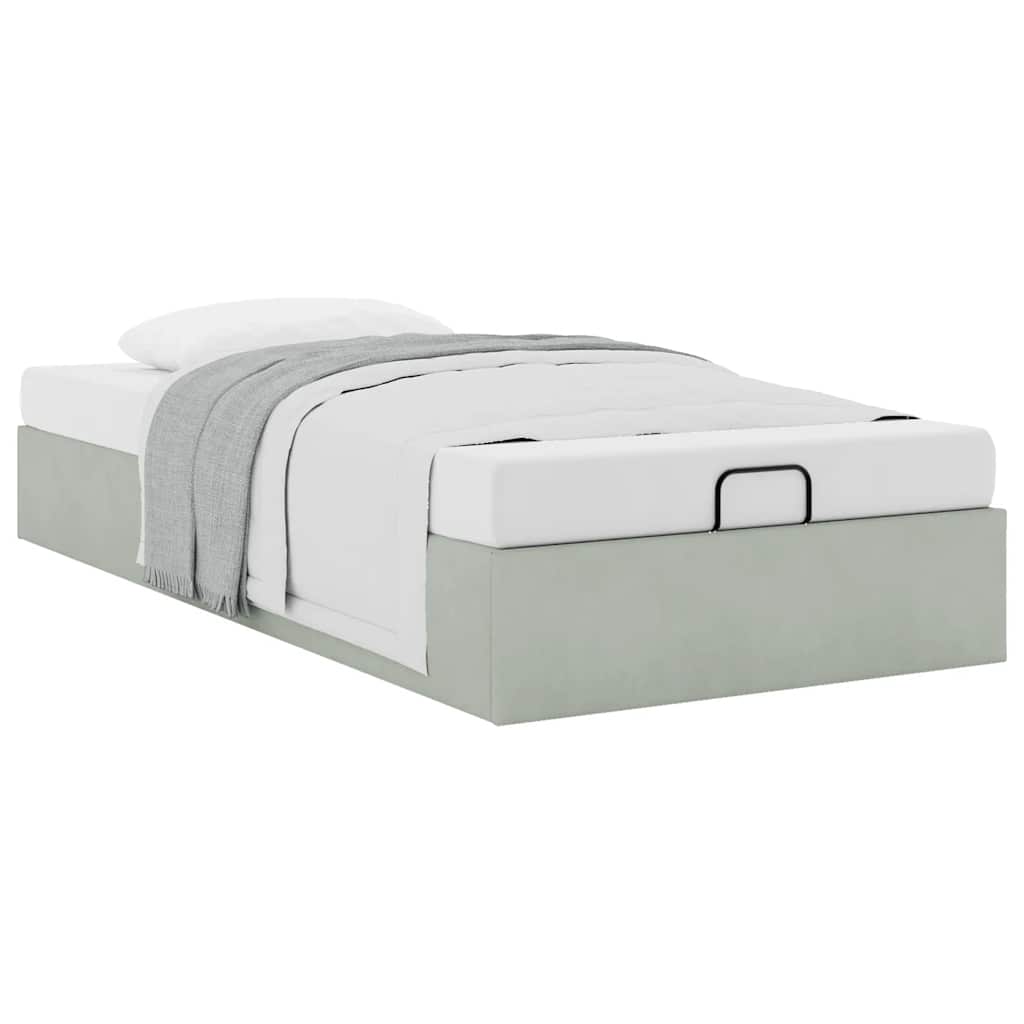Cadre de lit ottoman sans matelas gris clair 80x200 cm velours - XIOS