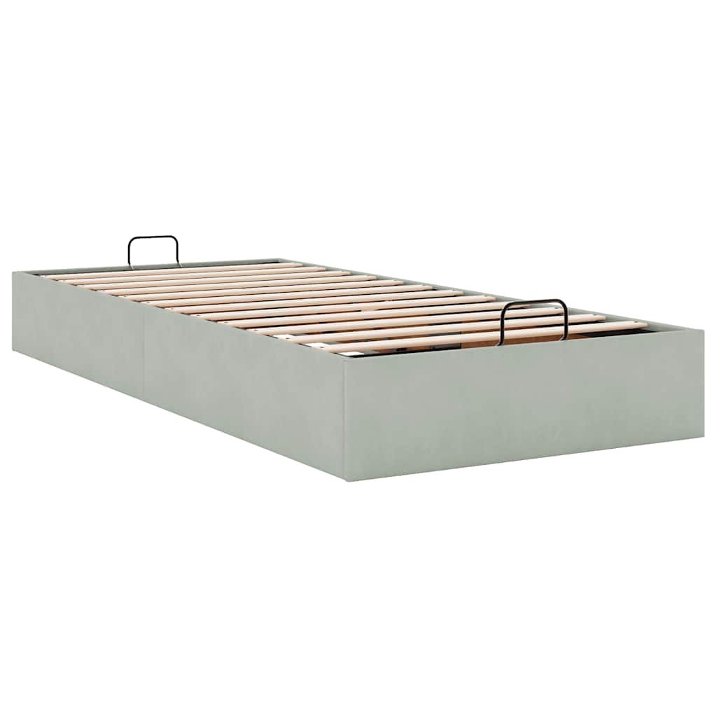 Cadre de lit ottoman sans matelas gris clair 80x200 cm velours - XIOS