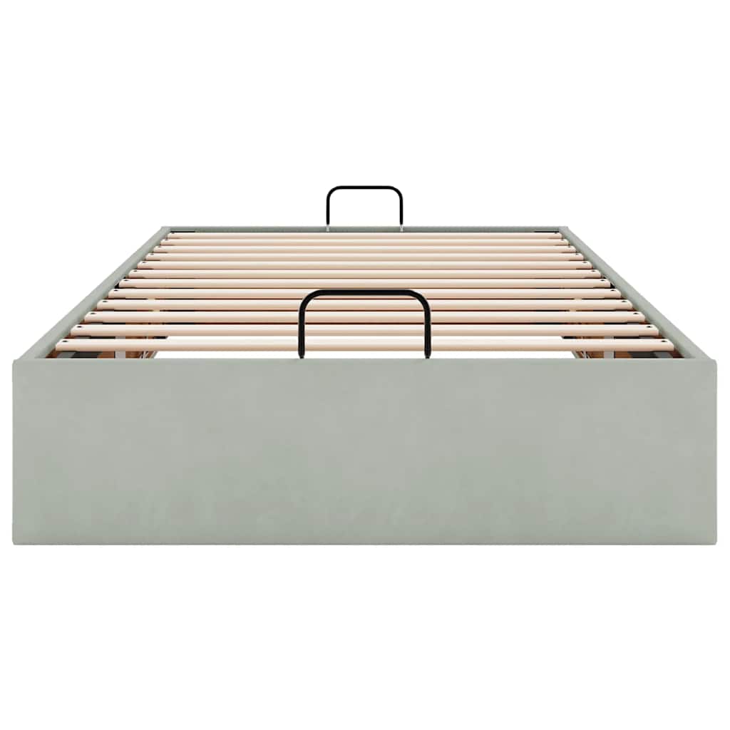 Cadre de lit ottoman sans matelas gris clair 80x200 cm velours - XIOS