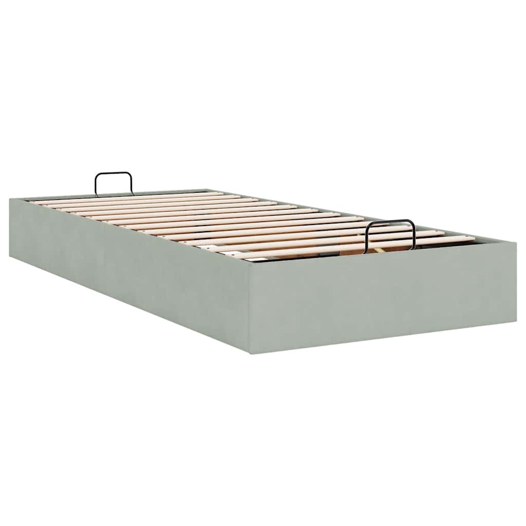 Cadre de lit ottoman sans matelas gris clair 80x200 cm velours - XIOS