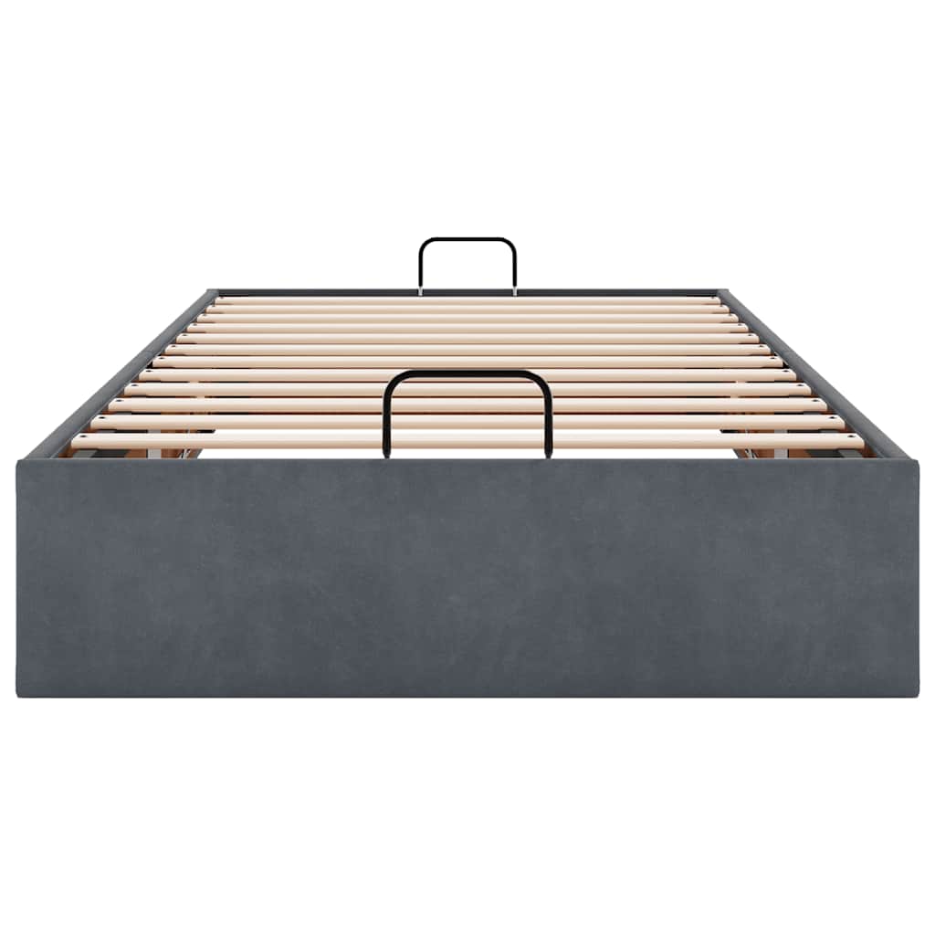 Cadre de lit ottoman sans matelas gris foncé 80x200 cm velours - XIOS