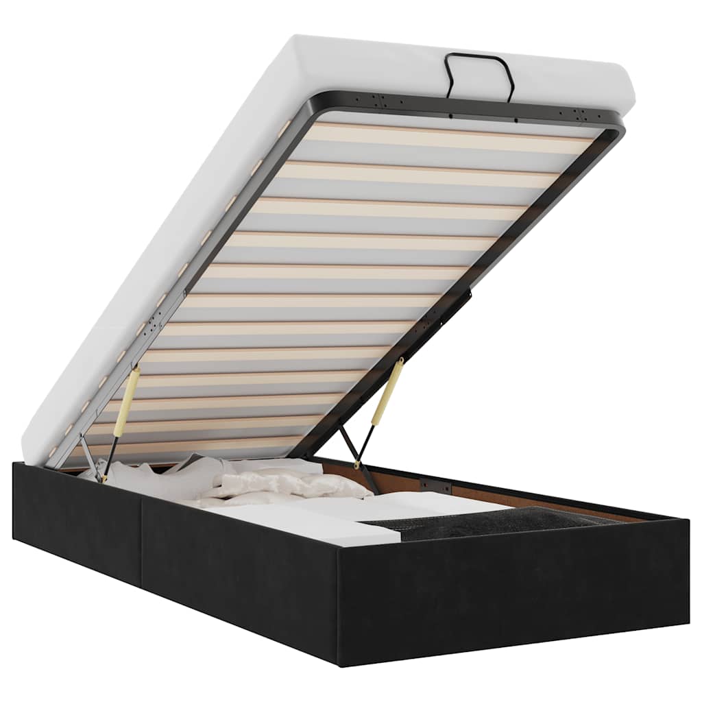 Cadre de lit ottoman sans matelas noir 80x200 cm velours - XIOS