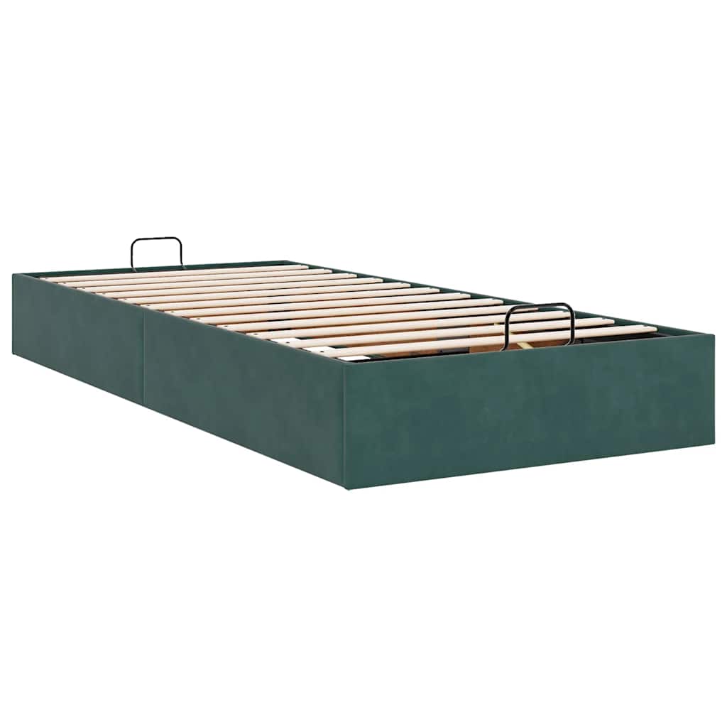 Cadre de lit ottoman sans matelas vert foncé 80x200 cm velours - XIOS