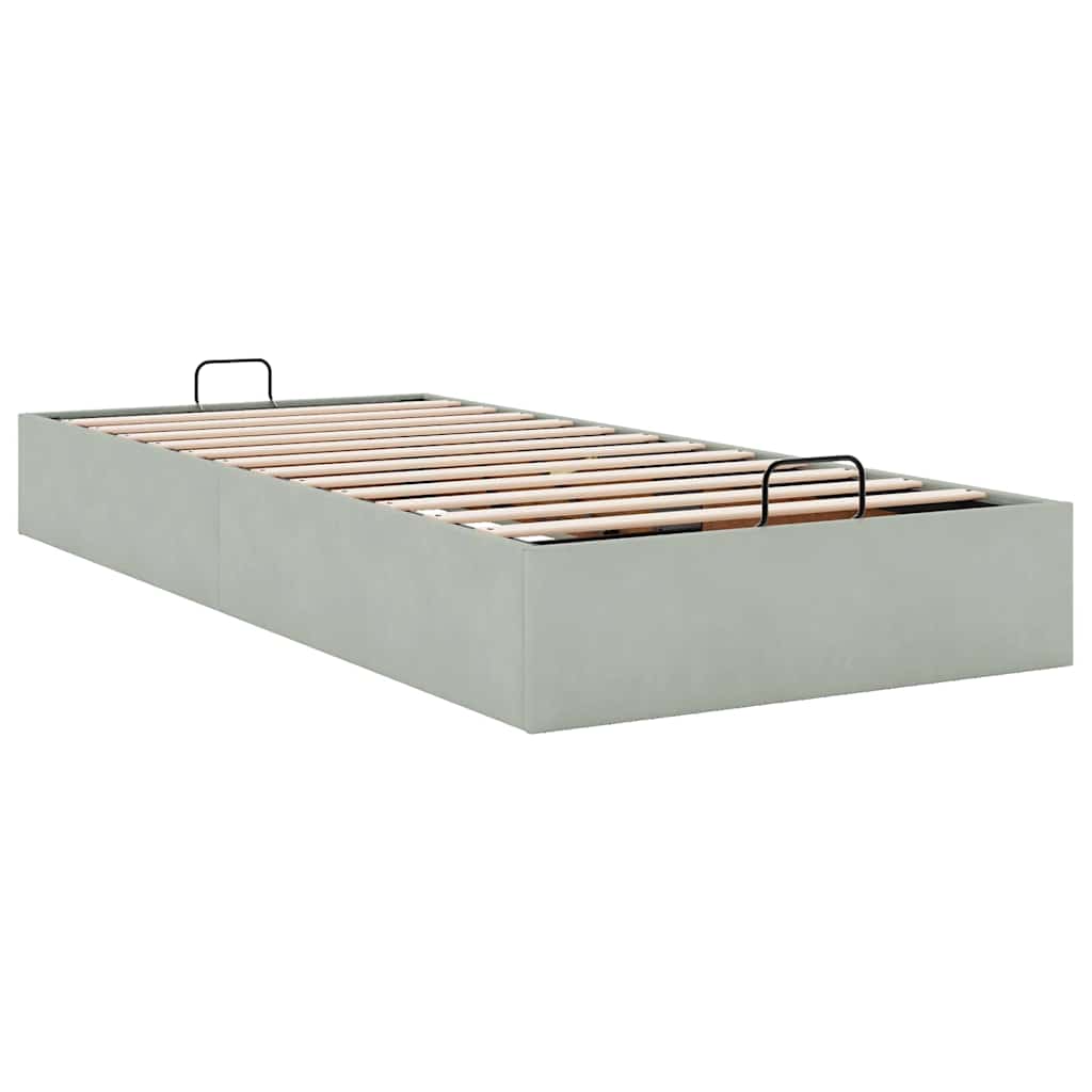 Cadre de lit ottoman sans matelas gris clair 90x190 cm velours - XIOS