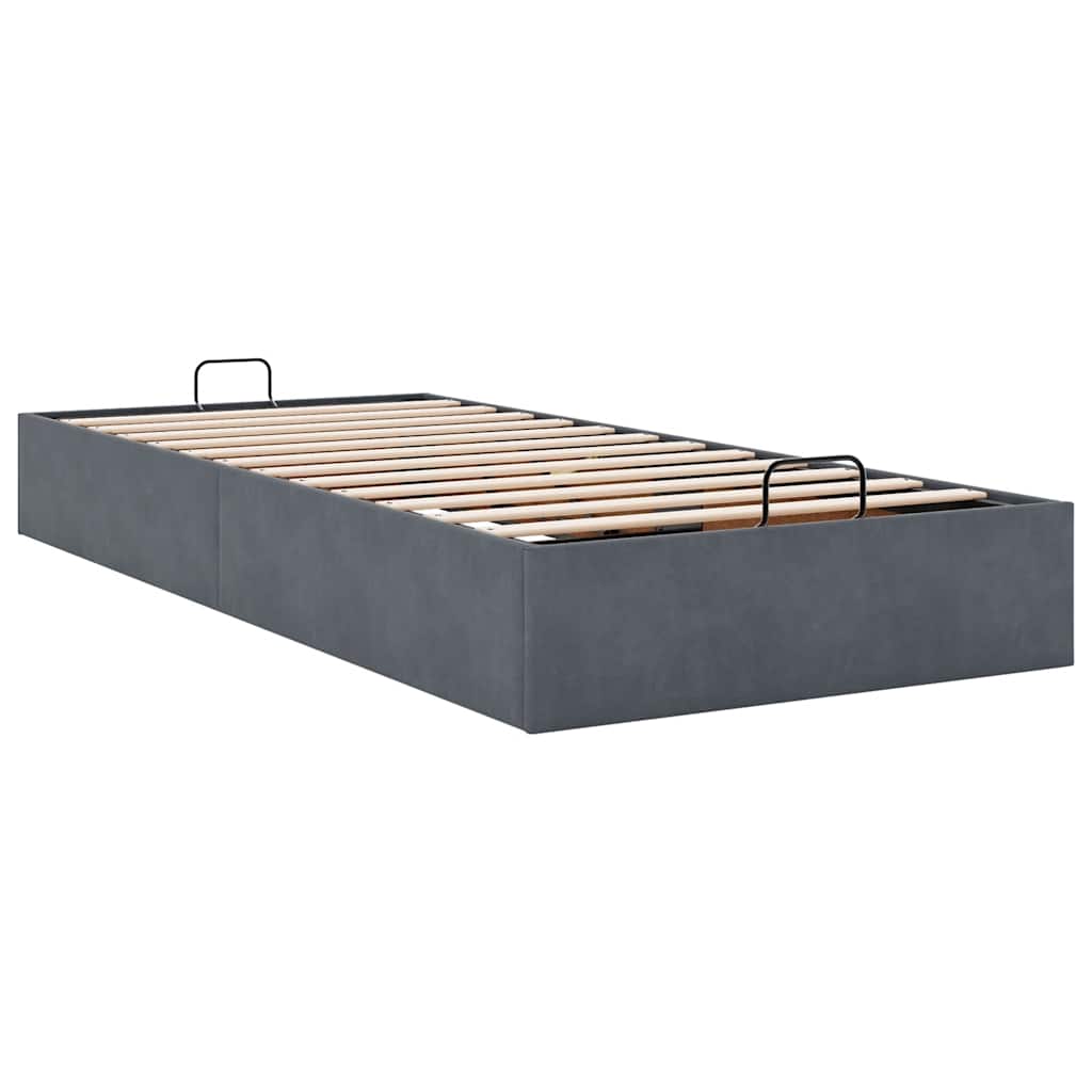 Cadre de lit ottoman sans matelas gris foncé 90x190 cm velours - XIOS