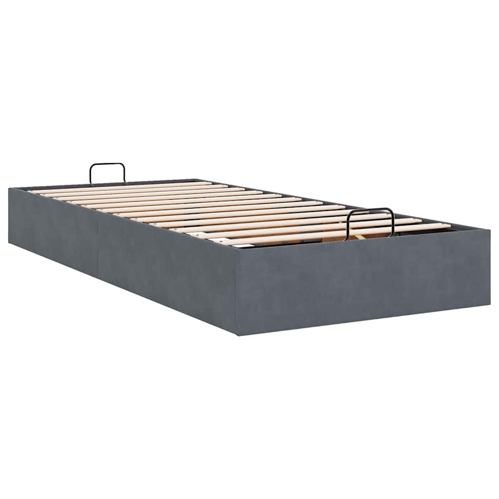 Cadre de lit ottoman sans matelas gris foncé 90x190 cm velours - XIOS