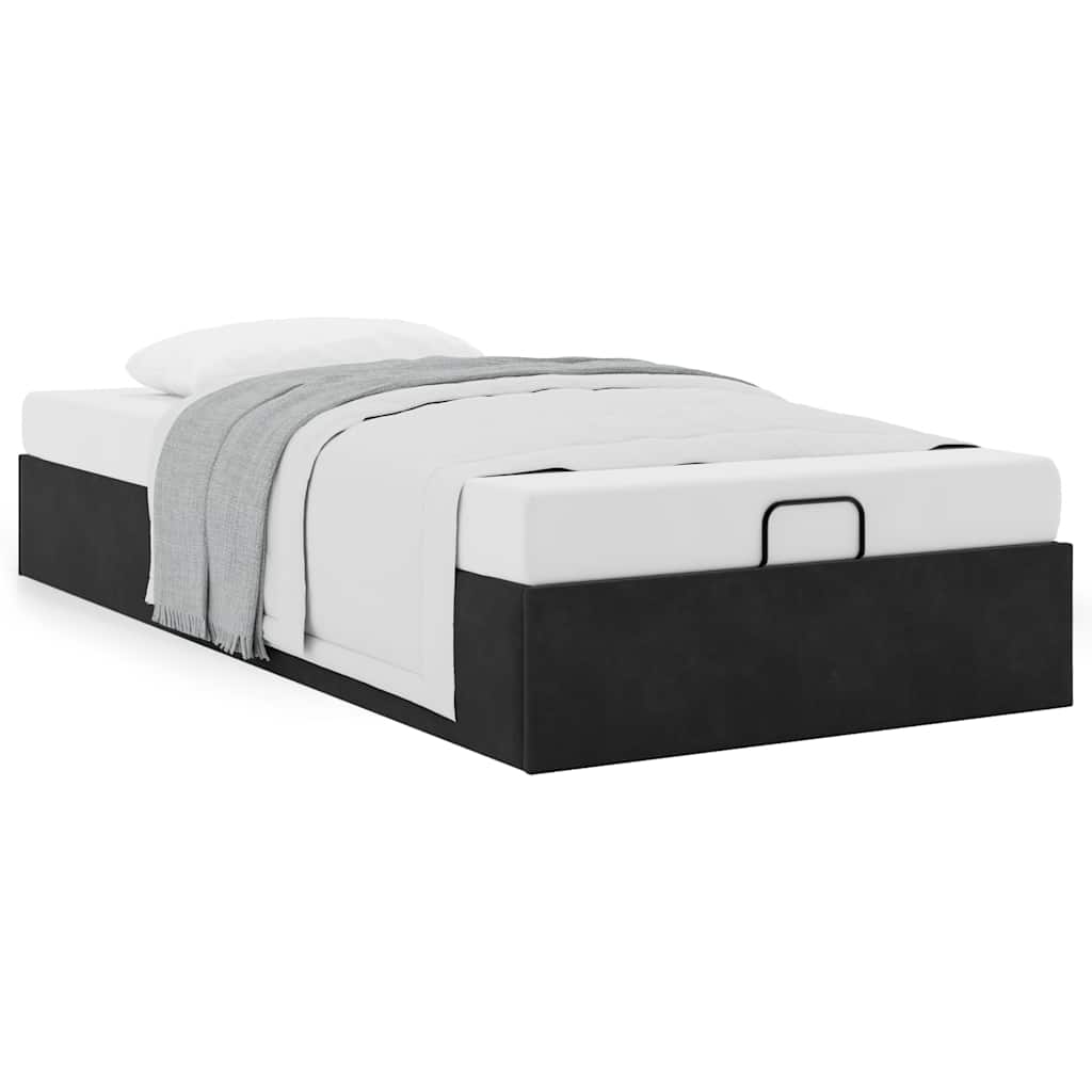 Cadre de lit ottoman sans matelas noir 90x190 cm velours - XIOS