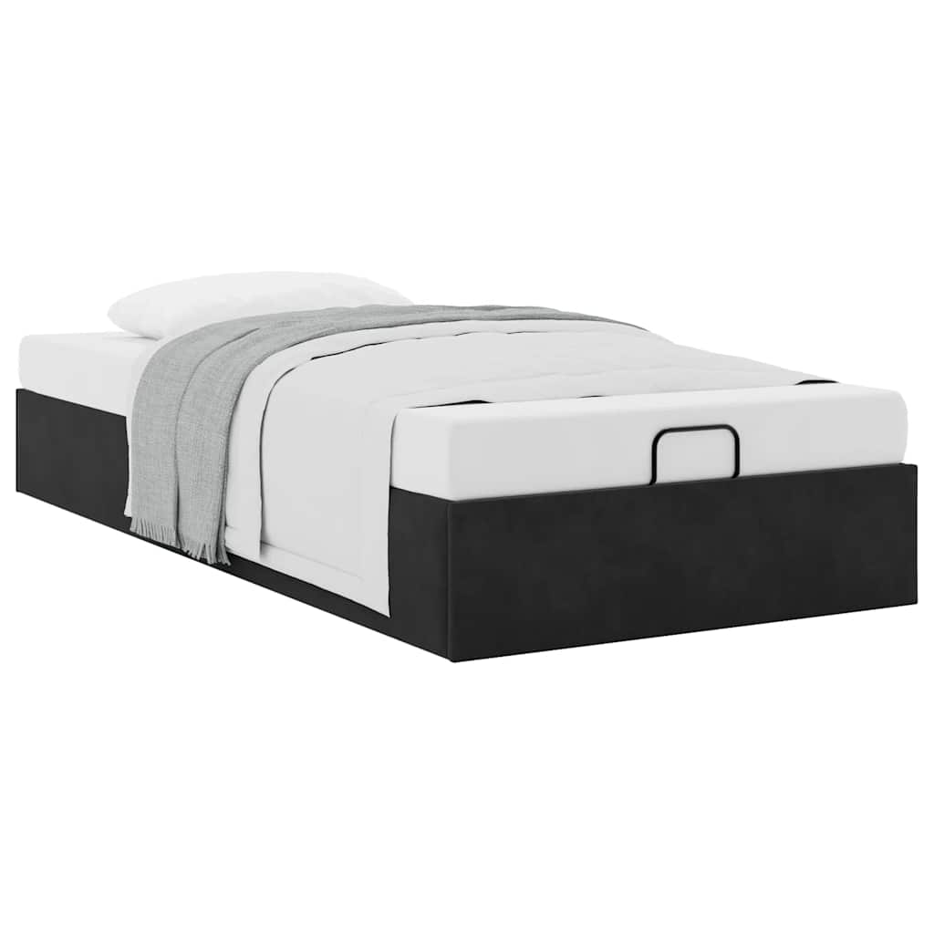 Cadre de lit ottoman sans matelas noir 90x190 cm velours - XIOS