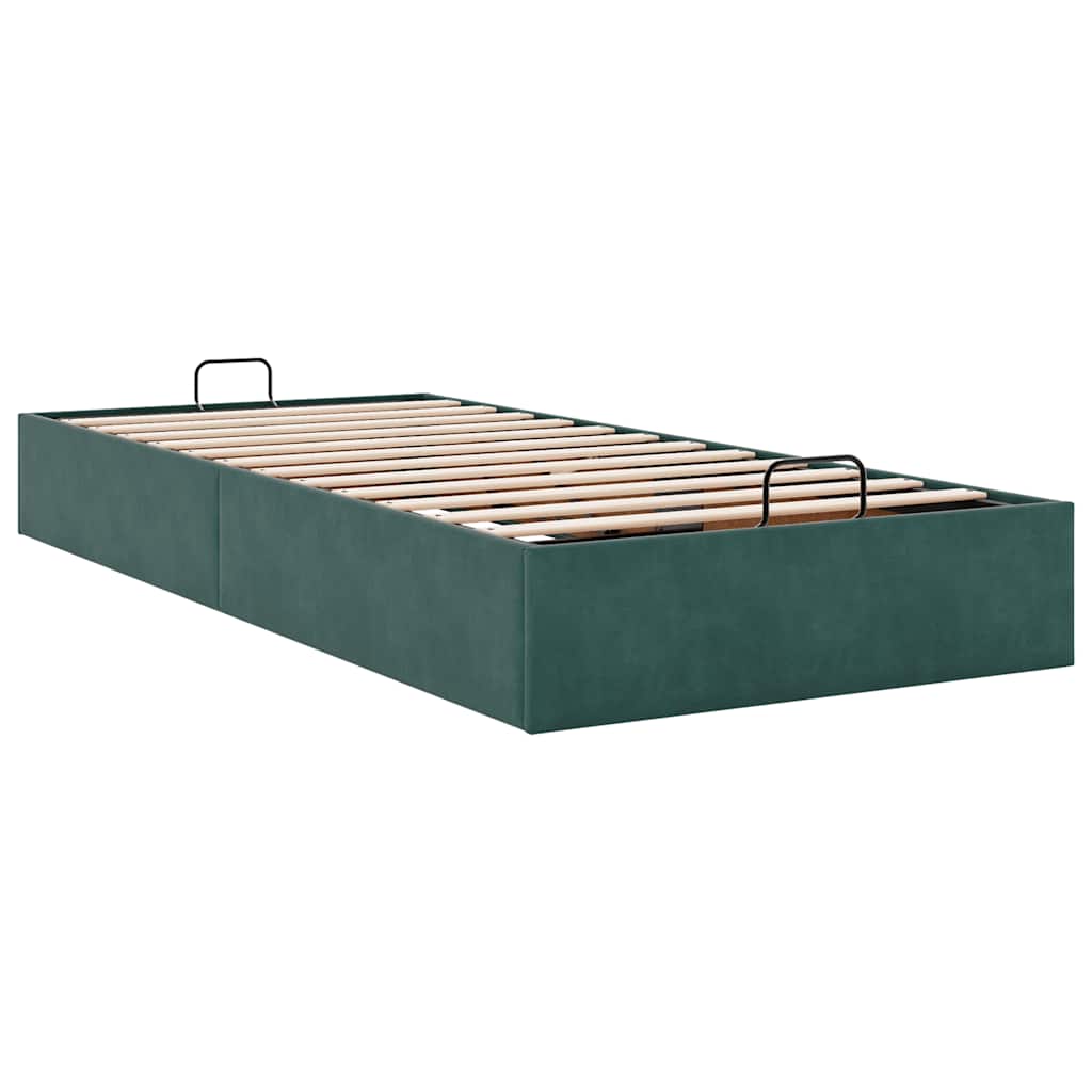 Cadre de lit ottoman sans matelas vert foncé 90x190 cm velours - XIOS