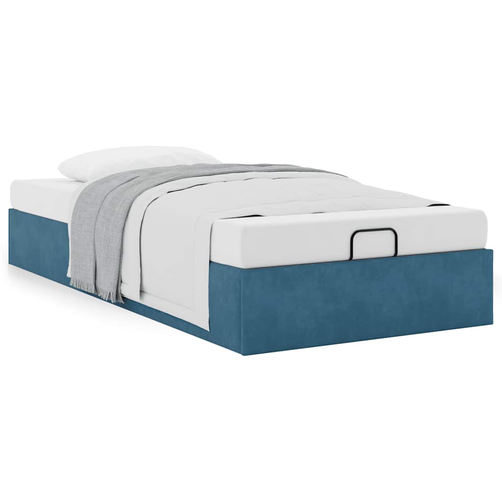 Cadre de lit ottoman sans matelas bleu foncé 90x190 cm velours - XIOS