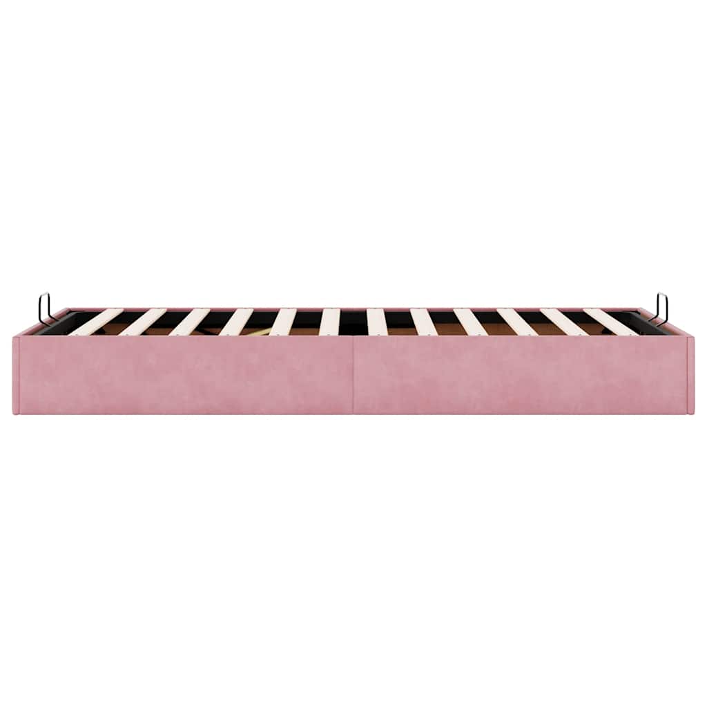 Cadre de lit ottoman sans matelas rose 90x190 cm velours - XIOS