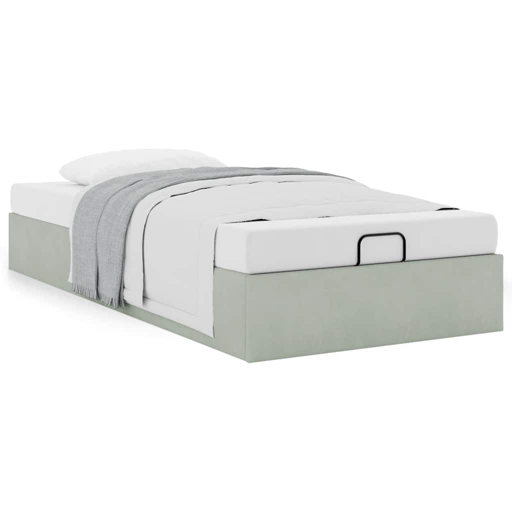 Cadre de lit ottoman sans matelas gris clair 90x200 cm velours - XIOS