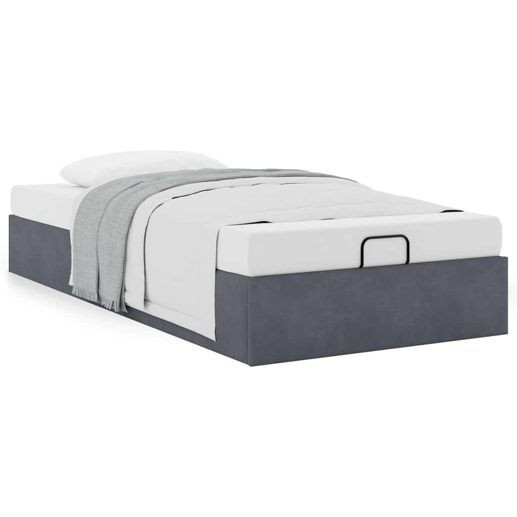 Cadre de lit ottoman sans matelas gris foncé 90x200 cm velours - XIOS