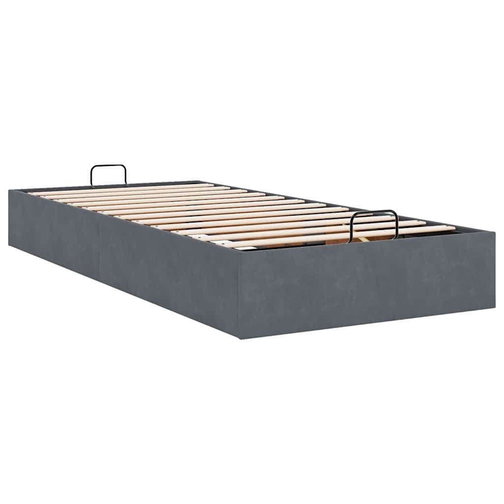 Cadre de lit ottoman sans matelas gris foncé 90x200 cm velours - XIOS