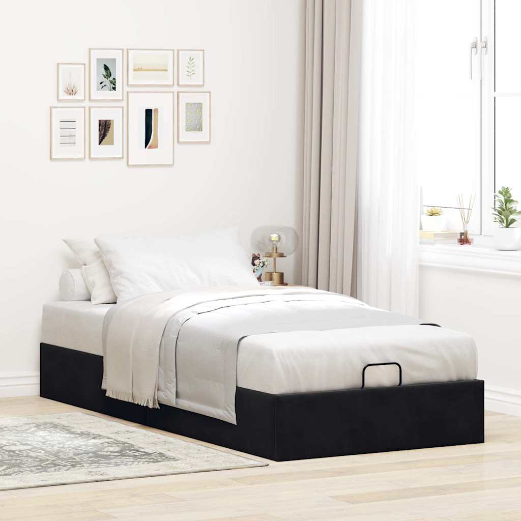 Cadre de lit ottoman sans matelas noir 90x200 cm velours - XIOS