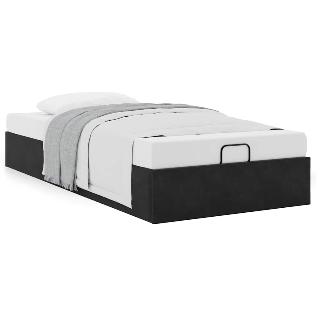 Cadre de lit ottoman sans matelas noir 90x200 cm velours - XIOS