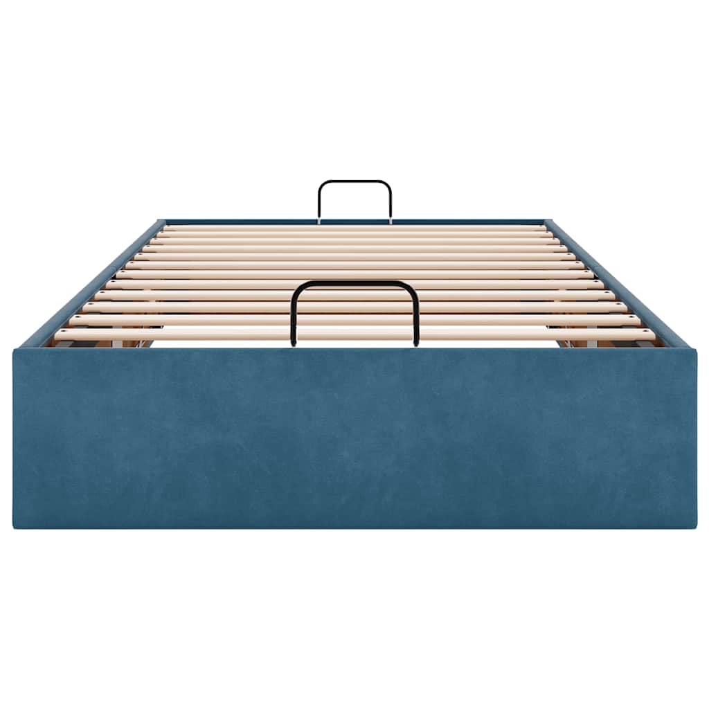 Cadre de lit ottoman sans matelas bleu foncé 90x200 cm velours - XIOS