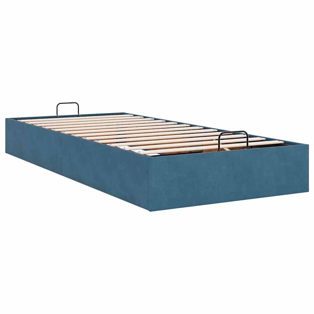 Cadre de lit ottoman sans matelas bleu foncé 90x200 cm velours - XIOS