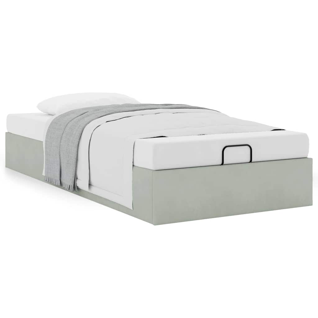 Cadre de lit ottoman sans matelas gris clair 100x200 cm velours - XIOS