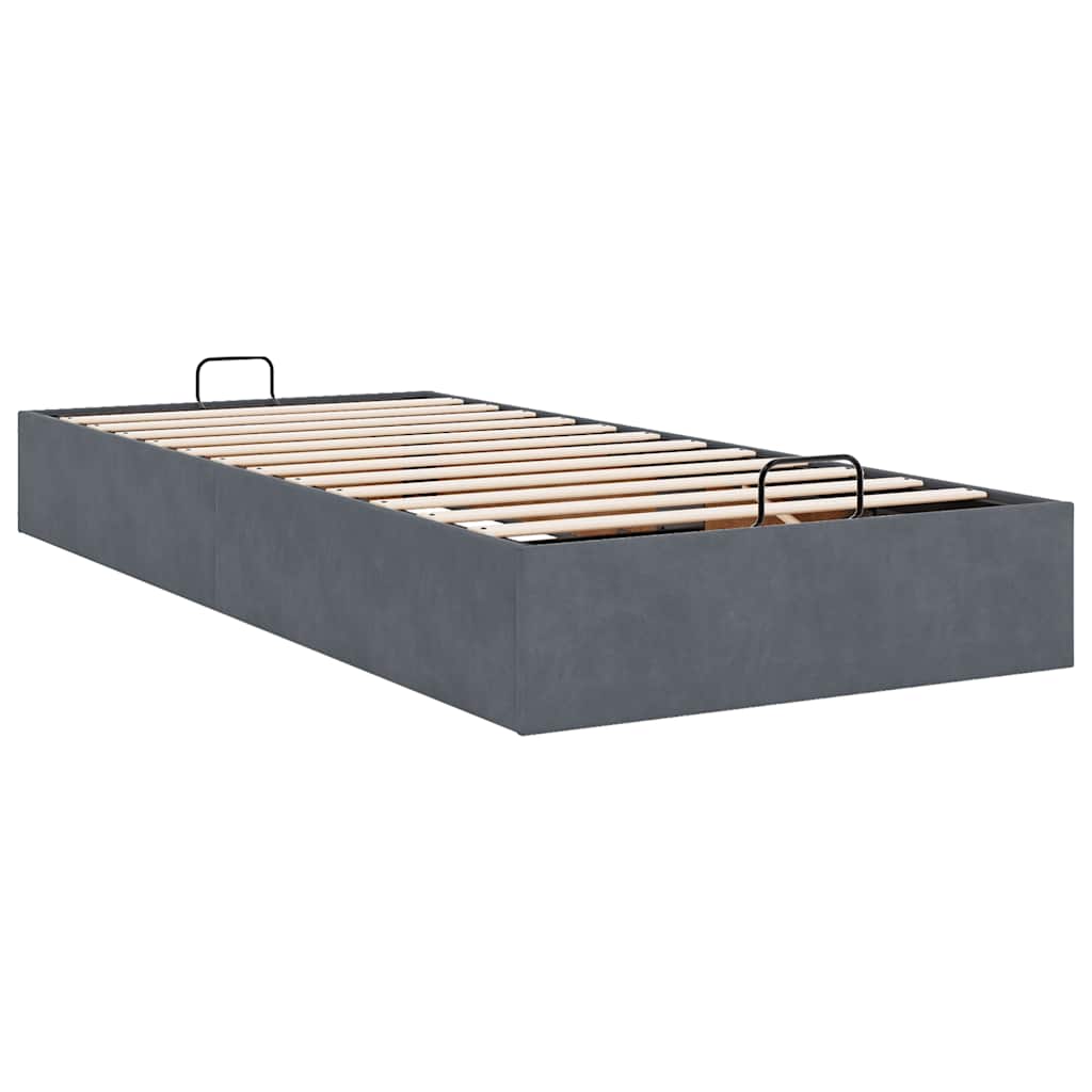 Cadre de lit ottoman sans matelas gris foncé 100x200 cm velours - XIOS