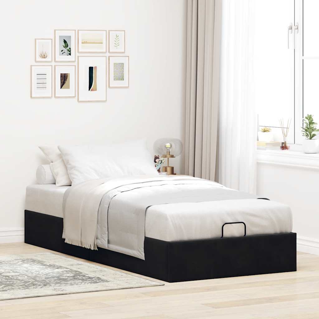 Cadre de lit ottoman sans matelas noir 100x200 cm velours - XIOS